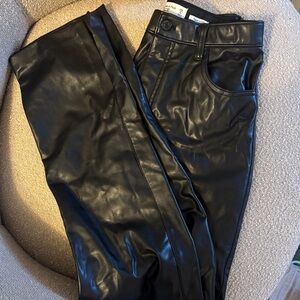 Abercrombie & Fitch Black 90’s Straight Leg Leather Pants